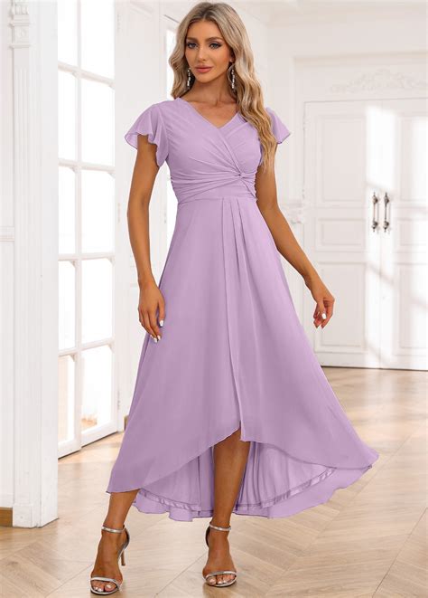 ROTITA Twist Light Purple High Low V Neck Dress Rotita USD 42 98