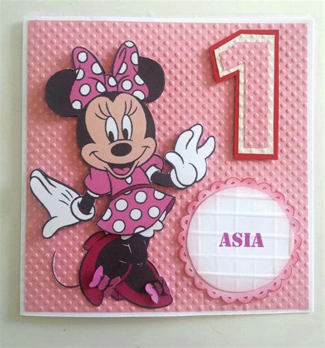 Minnie Mouse Decoupage Birthday Card Girl Birthday Cards 1st