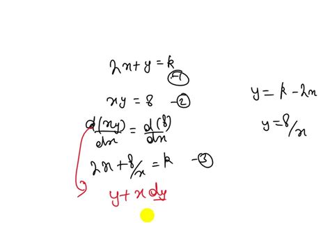 Solved The Equation Of The Curve Is Xy 8 And The Equation Of A Line