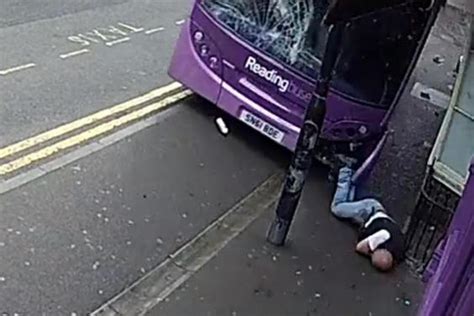 Incredible Moment Man Is Flattened By Out Of Control Bus Before