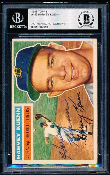 Lot Detail Topps Baseball Autographed Harvey Kuenn Tigers