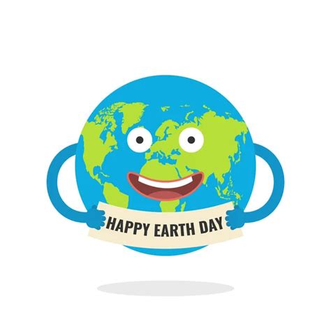 Cartoon Earth Character World Map Globe Smiley Face Hands Vector Stock