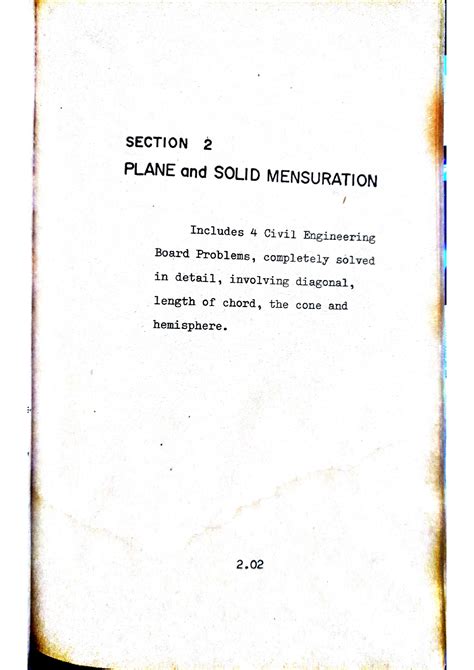 Solution Plane And Solid Mensuration Civil Engineering Board Problems