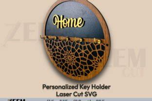 Round Wooden Laser Cutting Key Holder Graphic By Zeemcut Creative Fabrica