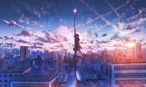 800x480 Anime Girl City Building Height 4k 800x480 Resolution Hd 4k