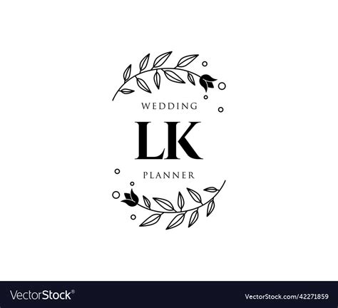 Lk Initials Letter Wedding Monogram Logos Vector Image