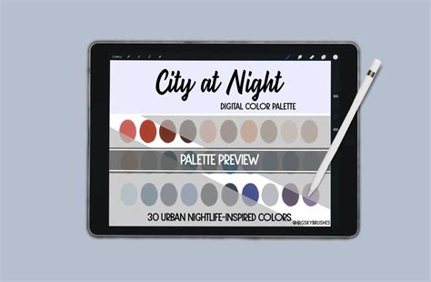 City at Night Color Palette Swatches for Procreate 30 Urban | Etsy ...