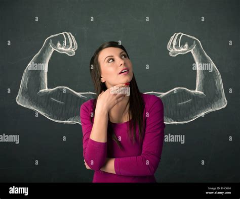 Mujer Con Fuertes Y Musculosos Brazos Dibuj Fotograf A De Stock Alamy