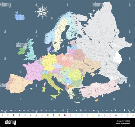 Europe vector high detailed political map Stock Vector Image & Art - Alamy