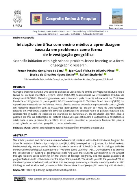 Iniciação Científica Ensino Médio - (PDF) Iniciação científica com ensino médio: a aprendizagem baseada em ...