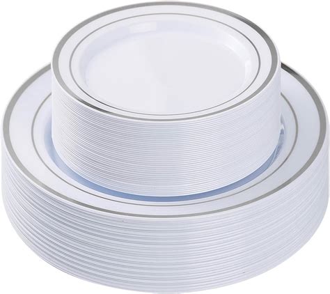 Amazon BESTVIP 50PCS Silver Plastic Plate Disposable Party Plates