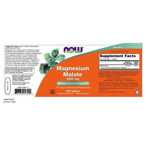 Now Foods Magnesium Malate Mg Nutrabay