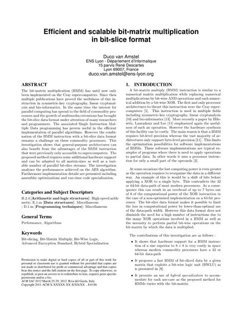 Efficient And Scalable Bit Matrix Multiplication In Bit Slice Format