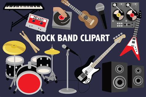 ROCK BAND CLIPART Live Musician Rocker Illustrations - Etsy