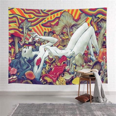 The Trippy Sexy Naked Woman Printed Wall Tapestry Houston Wall