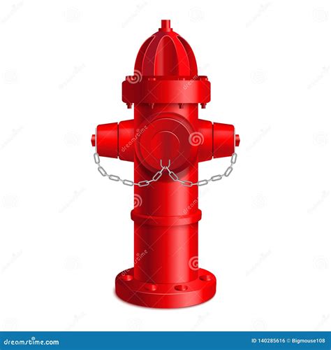 Realistic 3d Detailed Red Fire Hydrant Vector Stock Vector