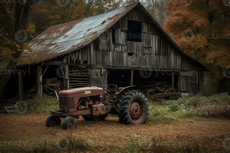 Old barn and tractor. 23384908 Stock Photo at Vecteezy