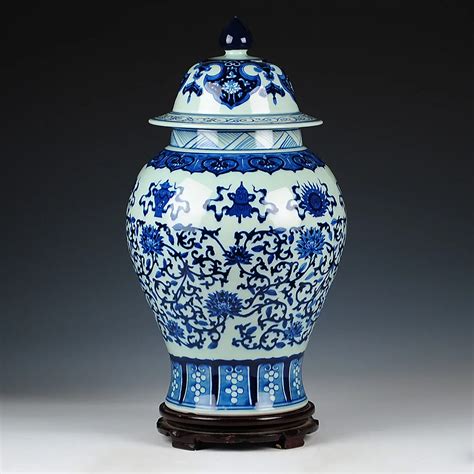 Jingdezhen Blau Und Wei Porzellan Tempel Jar Topf Antike Regal