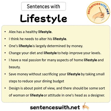 Sentences With Lifestyle Sentences About Lifestyle Sentenceswithnet