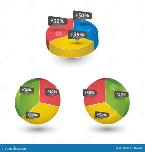 Template with Pie Chart and Percentages Stock Vector - Illustration of ...