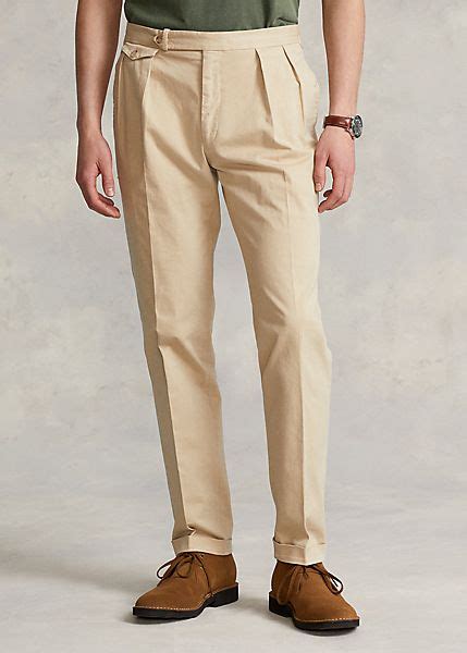 Pleated Stretch Chino Trouser For Men Ralph Lauren Uk In