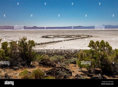 robert smithson spiral jetty   res stock photography  images