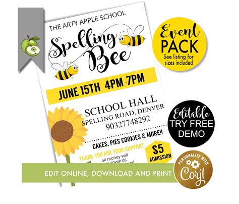 Editable Spelling bee event spelling bee theme event - Etsy México