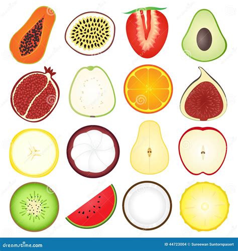 Fresh Fruits Icon Collection Stock Vector - Illustration of nutrition ...