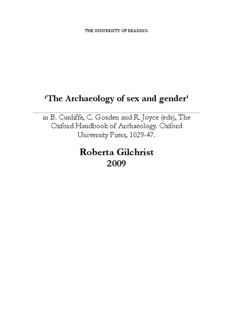 Pdf The Archaeology Of Sex And Gender