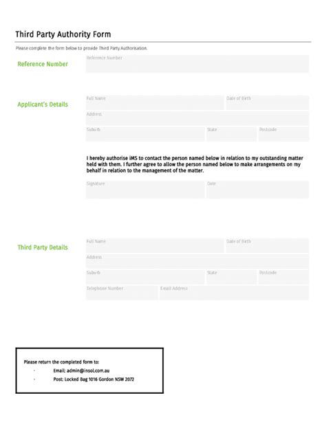 Fillable Online FREE 8 Third Party Authorization Forms In PDFMS