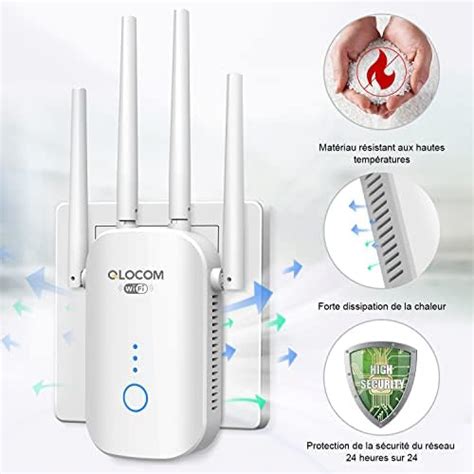 QLOCOM Répéteur WiFi Puissant 1200Mbps Amplificateur WiFi sans Fil