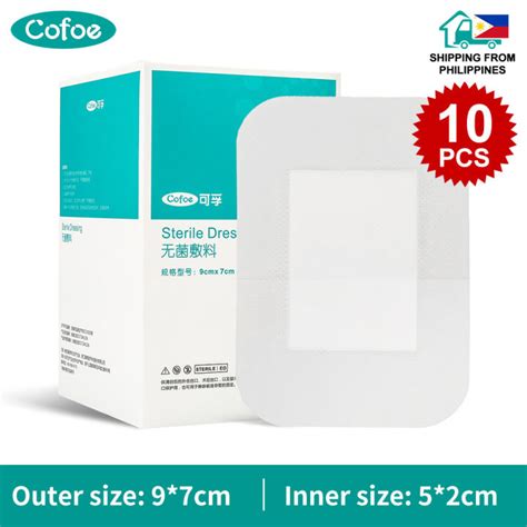 Cofoe 10pcs 9cm × 7cm Medical Sterile Wound Dressing Patch Breathable