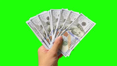 Green Screen Money Hand Holding Dollar Bills Dollar Bill Money