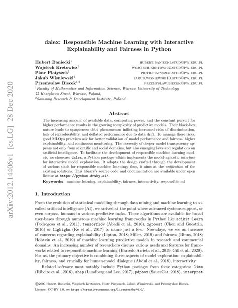 Dalex Responsible Machine Learning With Interactive Explainability And