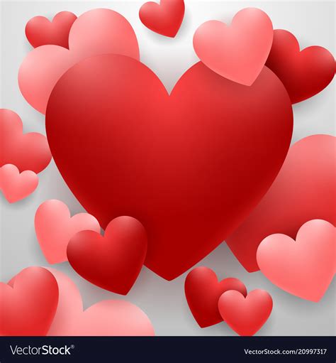 Happy Valentines Day With Red Heart On Background Vector Image