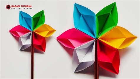 Cara Membuat Kipas Pelangi Bentuk Bunga Dari Kertas Origami Kreasi