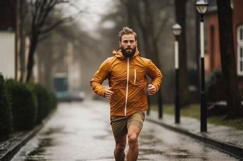 Premium Photo Man In Sportswear Running On Road