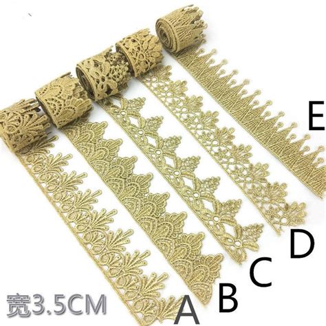 Lace Trim Gold Metalic Gold Lace Trimming Golden Embroidered Etsy