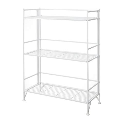 Convenience Concepts Designs2go White 3 Tier Folding Metal Shelf 8019w The Home Depot