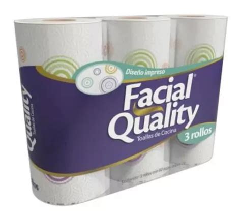 Toallas De Cocina Facial Quality 3 Rollos C 60 Hojas Dobles