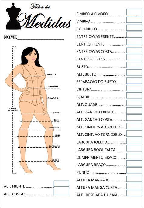 Tabela De Medidas Para Costura Sob Medida Queridas Leitoras Essas