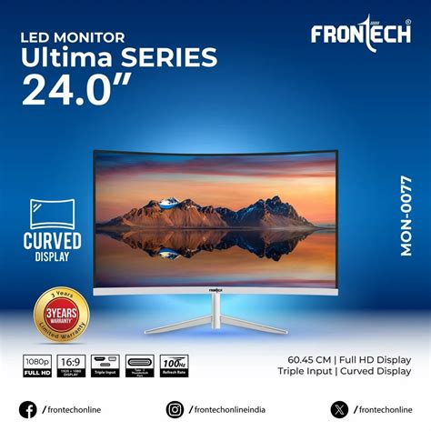 24 Inch 1920 X 1080 Frontech MON 0077 Ultima Series LED Monitor IPS At