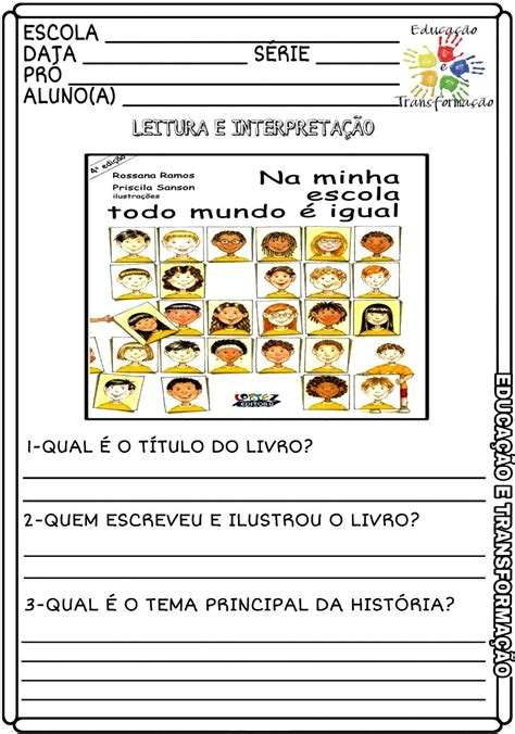 Atividades Do Livro Na Minha Escola Todo Mundo Igual Atividades