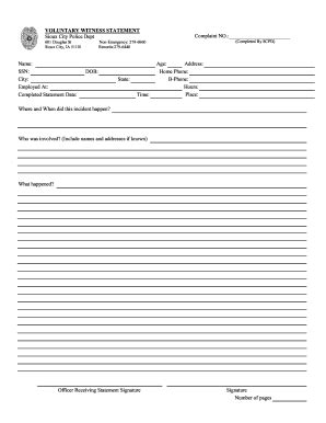 Police Statement Template Fill Online Printable Fillable Blank