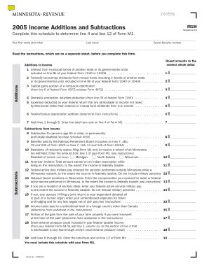 Fillable Online Revenue State Mn Income Additions And Subtraction