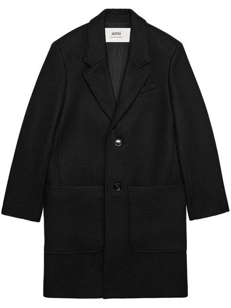 AMI Paris Single Breasted Coat Farfetch