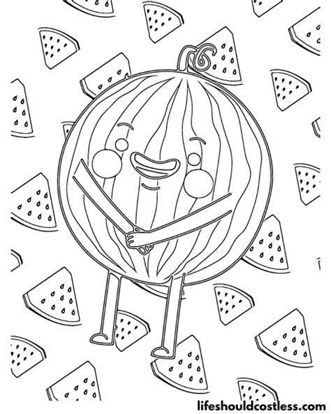 Watermelon Coloring Pages Free Pdf Prints Life Should Cost Less