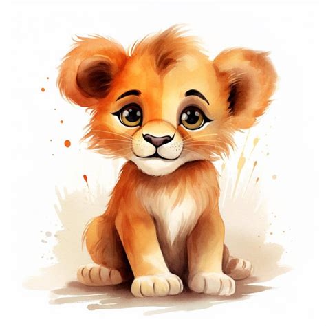 Premium Photo | There is a drawing of a cute little lion cub generative ai