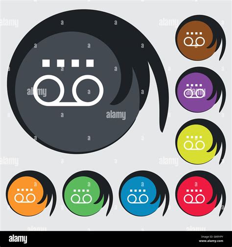 L Ic Ne De Cassette Audio Signe Symbole Sur Huit Boutons De Couleur