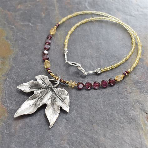 Beaded Maple Leaf Necklace Wild Hare Gems